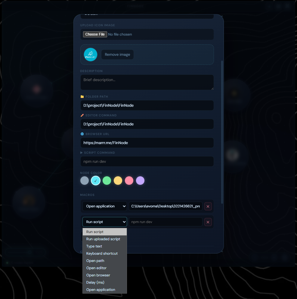 FinNode shortcut recorder